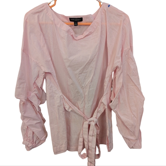 Banana Republic Pink Gingham Checkered Long Sleeve Blouse Top Sz Medium - Picture 6 of 10